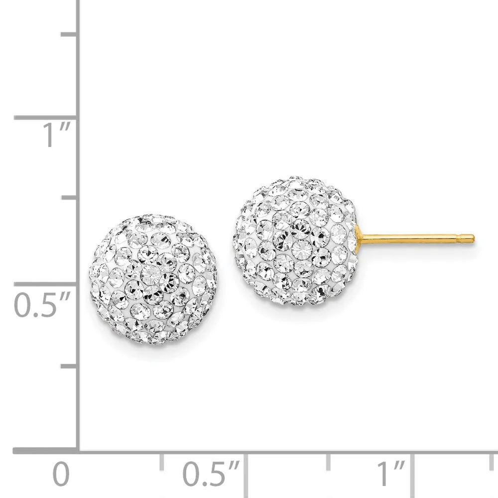 14KT Yellow Gold Crystal 10MM Ball Stud Earrings