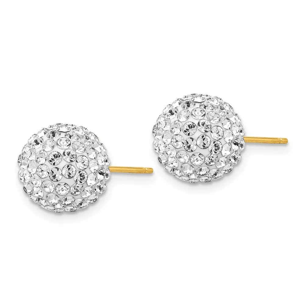 14KT Yellow Gold Crystal 10MM Ball Stud Earrings