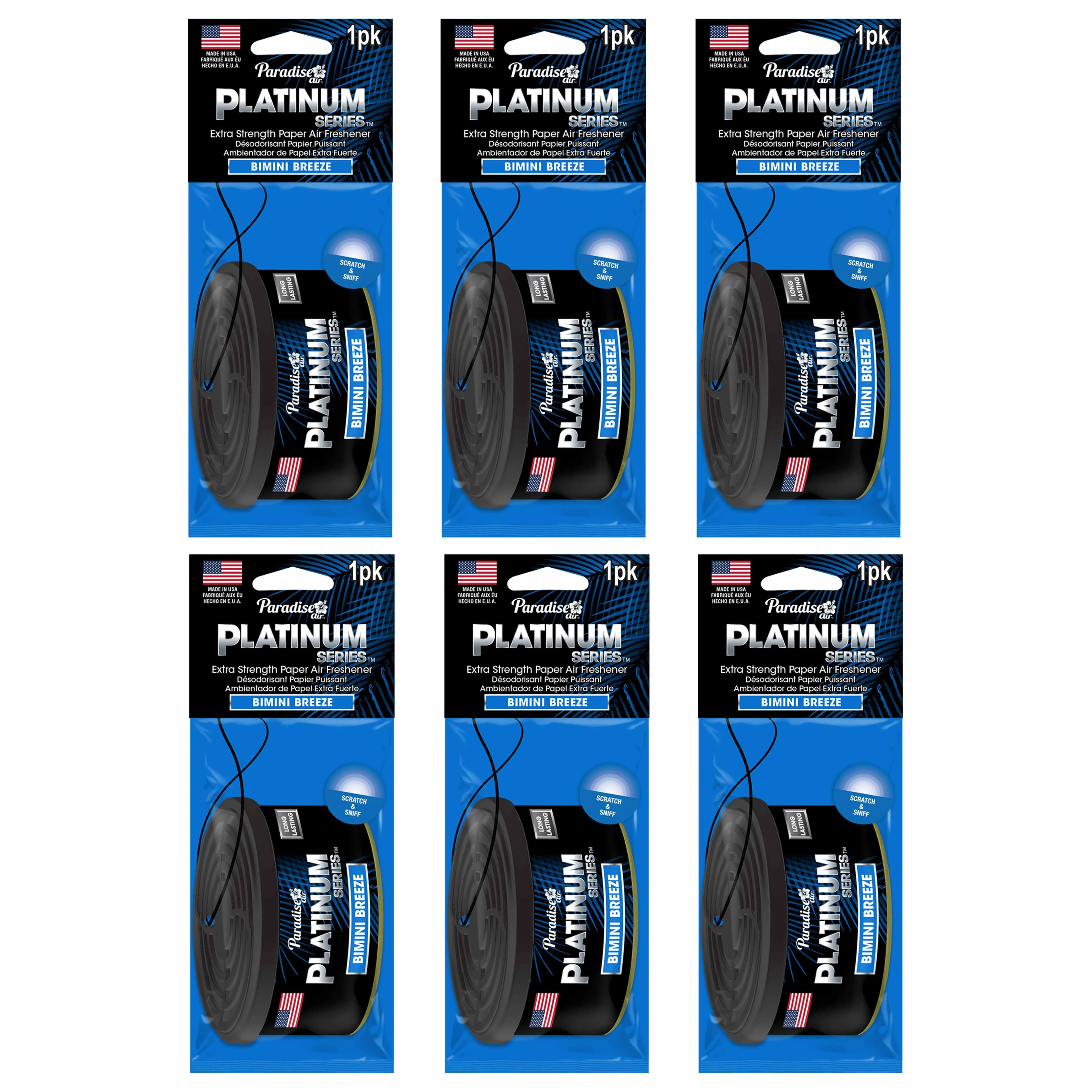 6 Pc Paradise Platinum Air Freshener Hanging Aroma Fragrance Scent Bimini Breeze