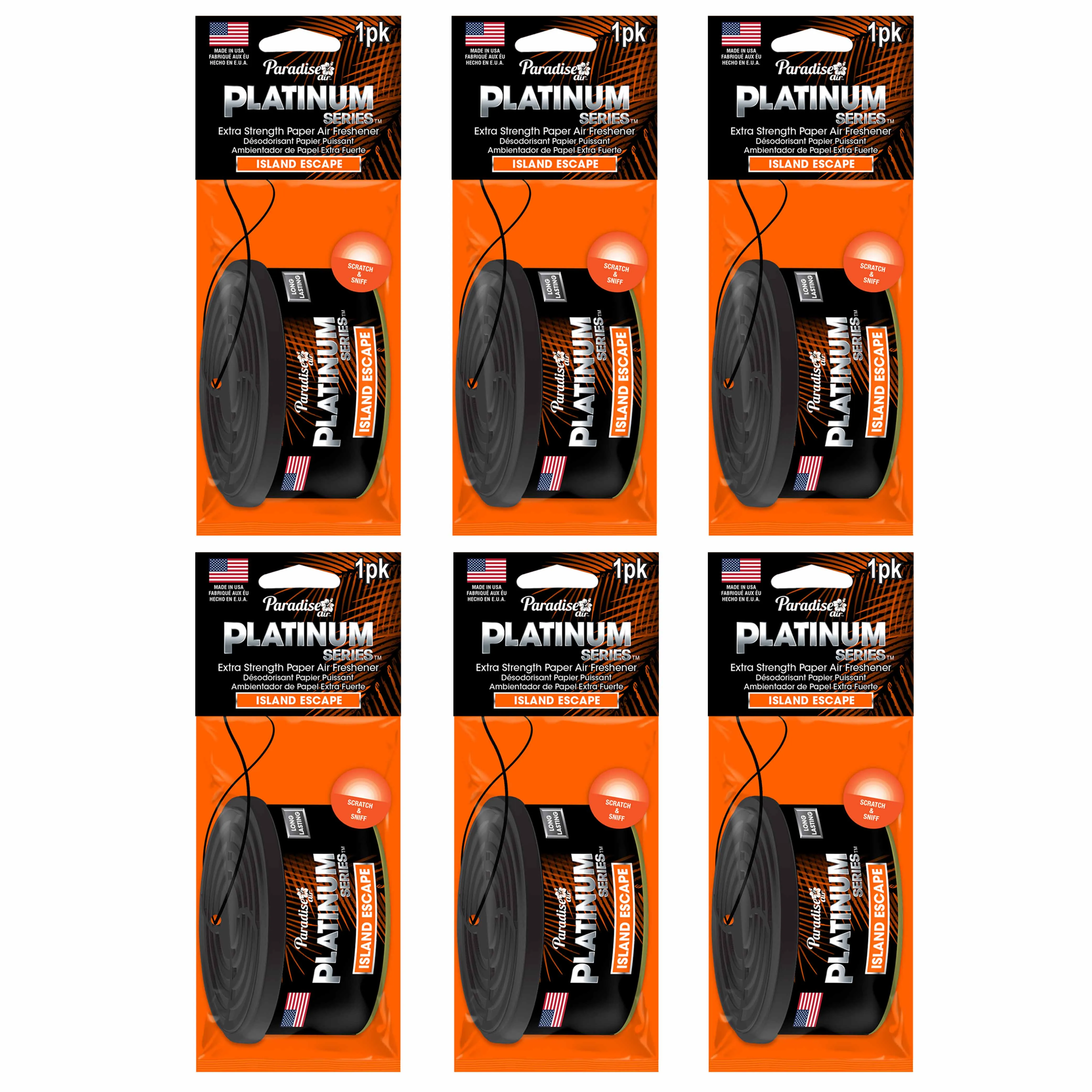6 Pc Paradise Platinum Air Freshener Hanging Aroma Fragrance Scent Island Escape