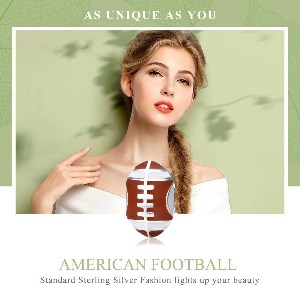 925 Sterling Silver Diy Rugby Ball Charms