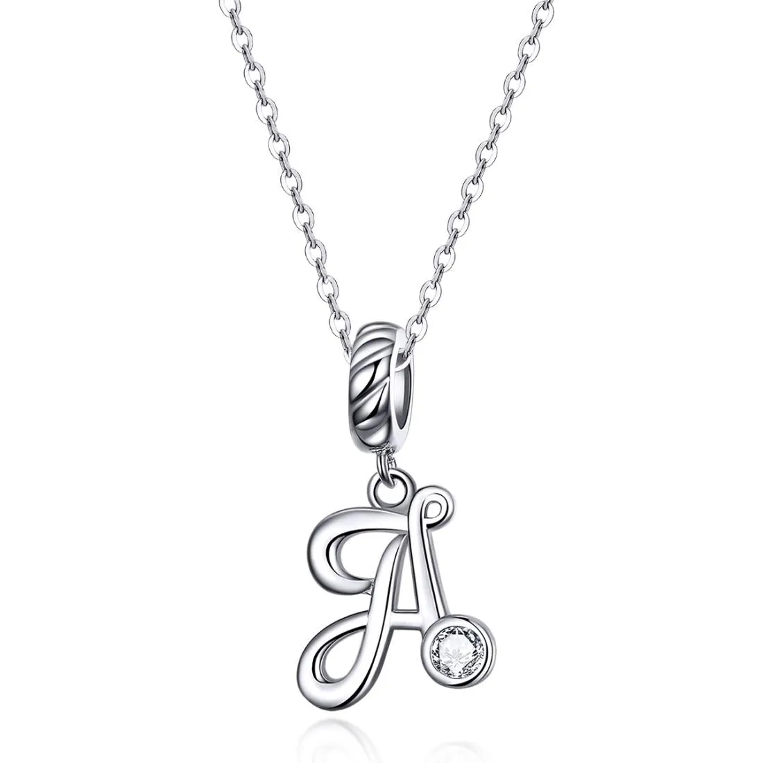 925 Sterling Silver Personalized Letter Pendant For Diy Bracelets And Necklaces Style - A
