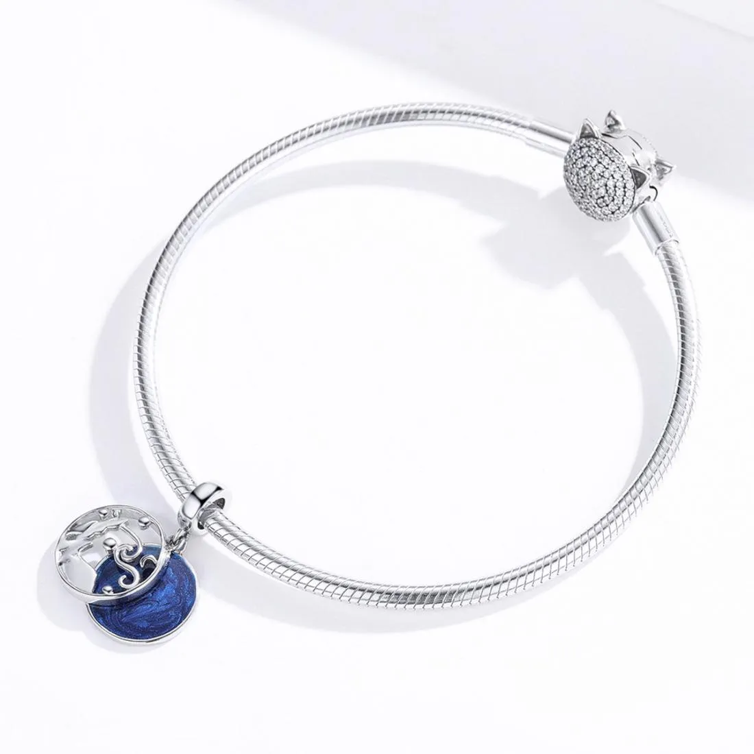 925 Sterling Silver Starry Sky Pendant For Diy Bracelets & Necklaces