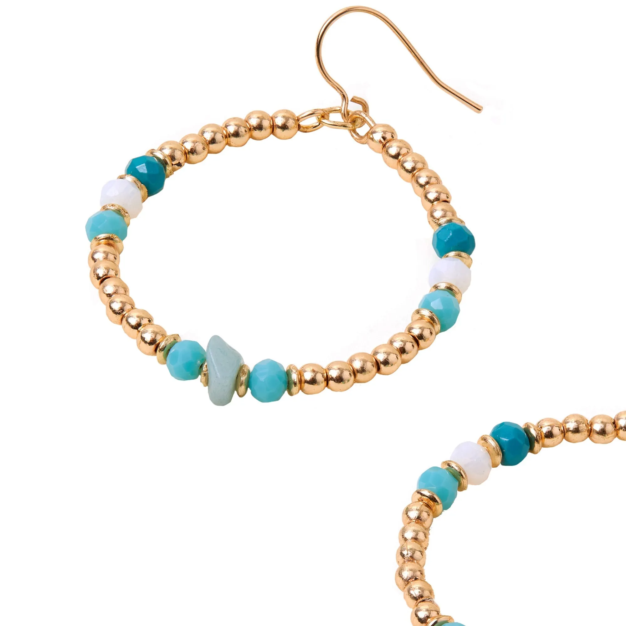 Accessorize London Women's Gold Beaded Hanging Hoop Earrings