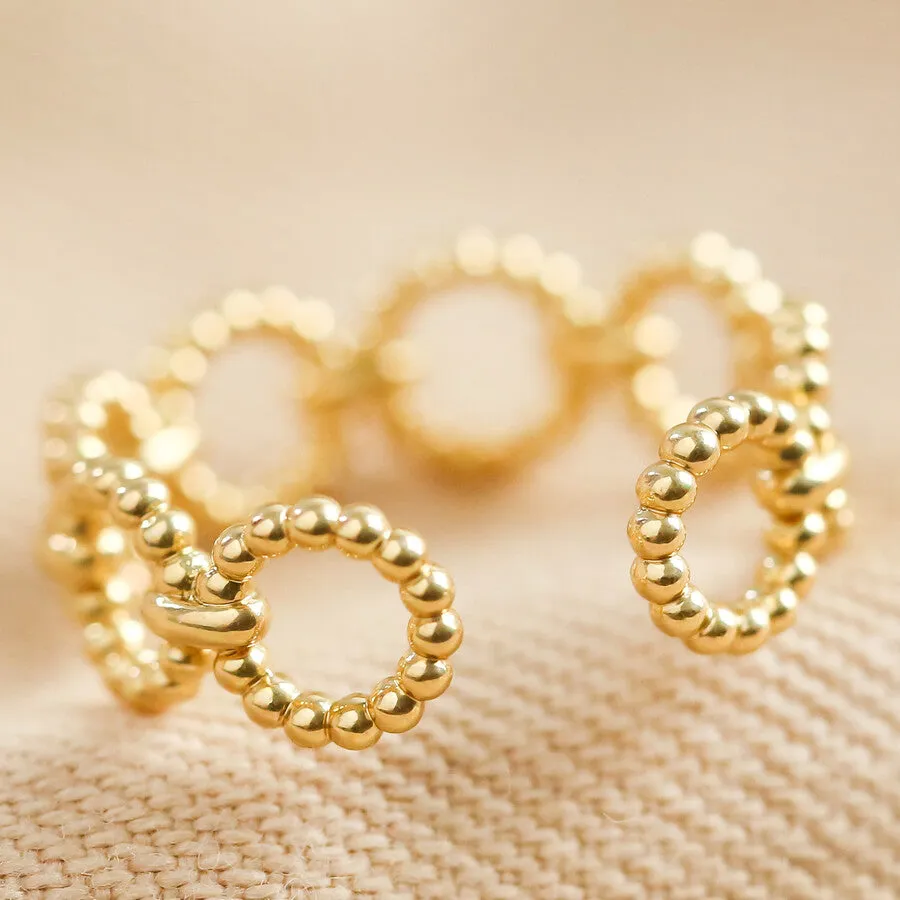 Beaded Chain Adjustable Ring in Silver or Gold