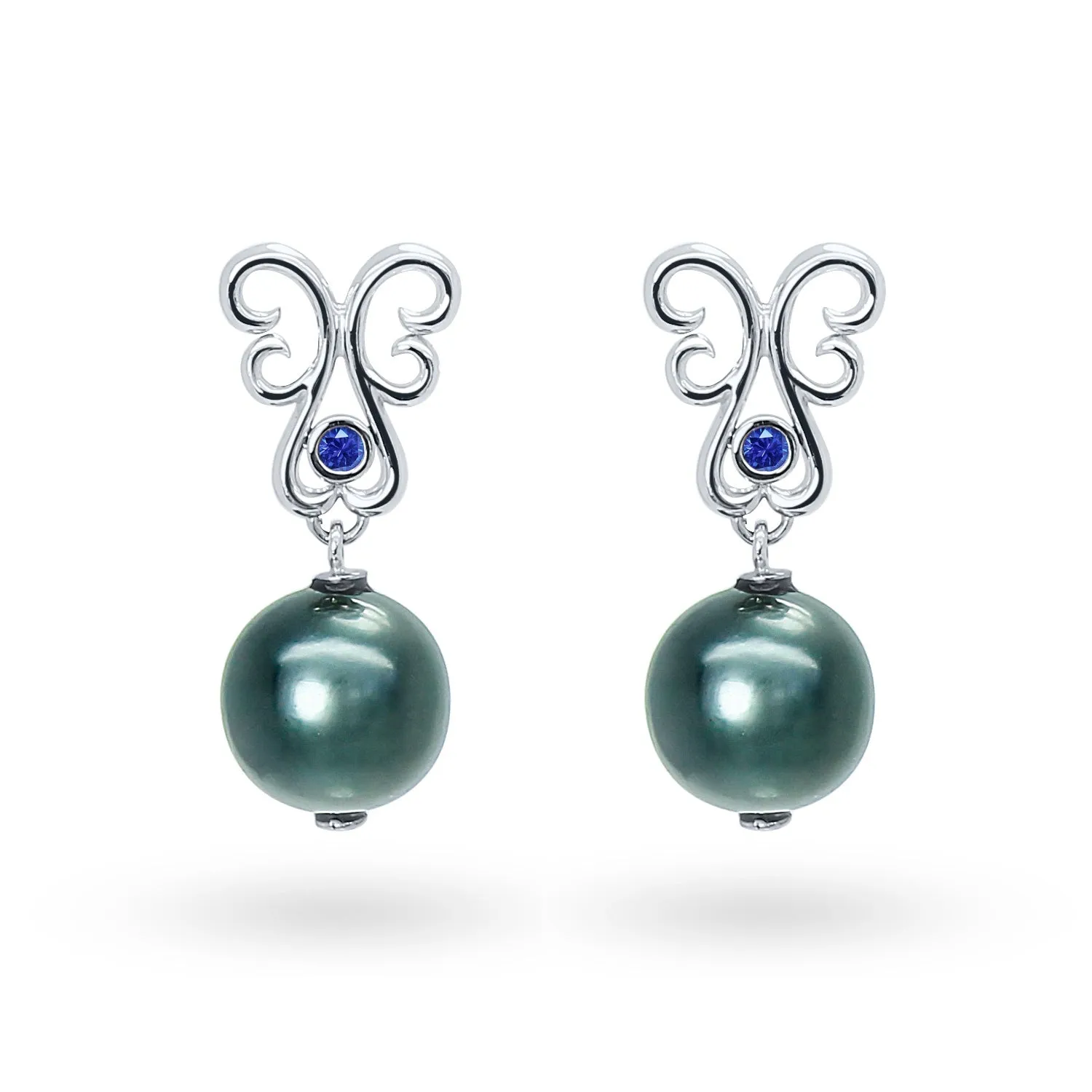 Bespoke Tahitian Black Pearl Drop Earring Set