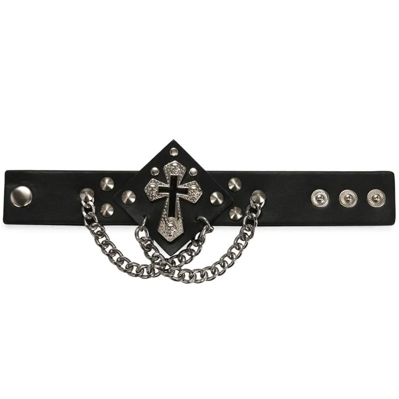 Black Chain Cross Bracelet