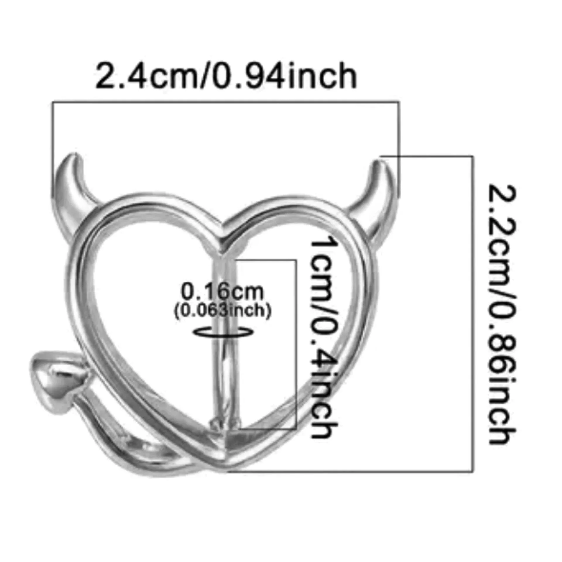 Black Devil Heart Navel Belly Button Ring