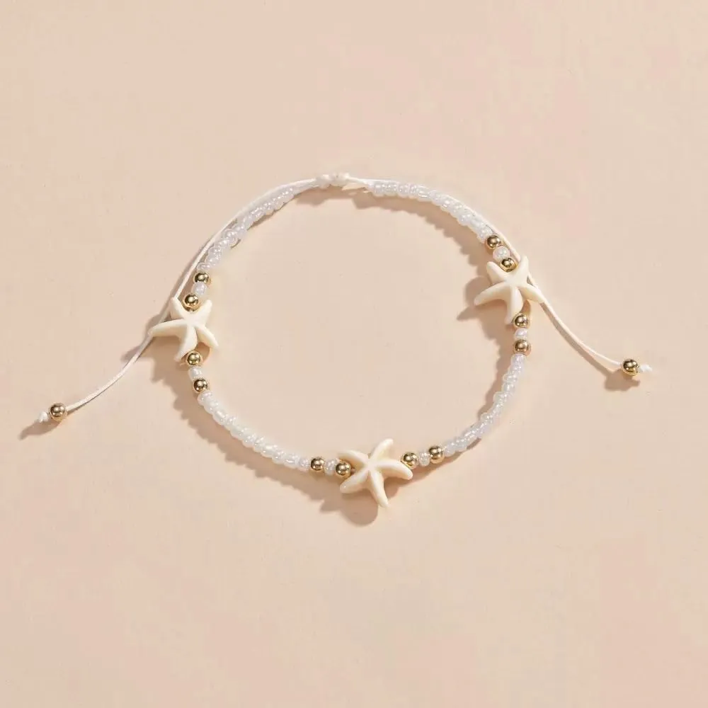 Boho Bead Anklets Barefoot Sandals Adjustable Link Anklet Multilayerd Ankle Bracelate Elastic Stretch Summer Beach Foot Chain Vacation Gift For Women Friendship