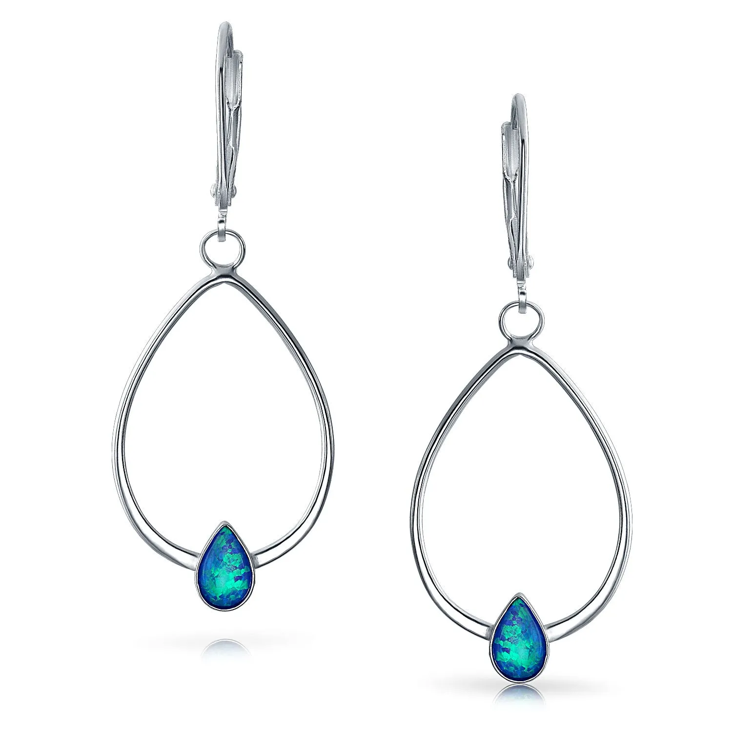 Boho Geometric Dangle Gemstone Earrings with Abalone Rainbow Accents in Sterling Silver