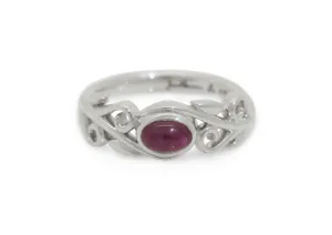 Cabochon Precious Gemstone Elvish Vine Ring, White Gold & Platinum