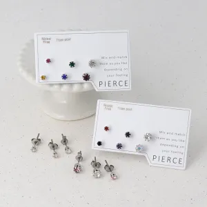 Color Stone Stud Earring Set Color Stone Stud Earring Set