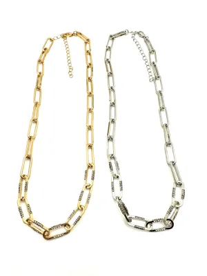 Crystal Embellished Paperclip Necklace