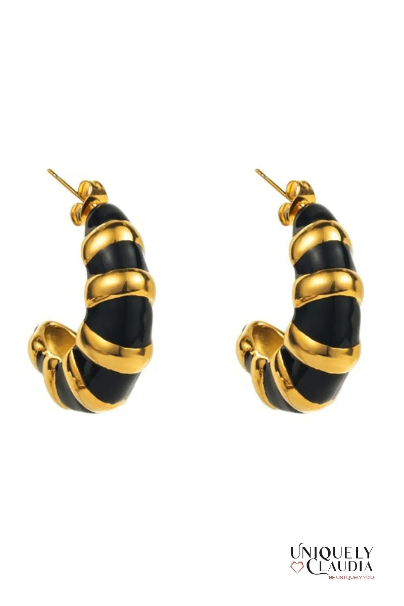 Enamel Open Hoop SS Earrings