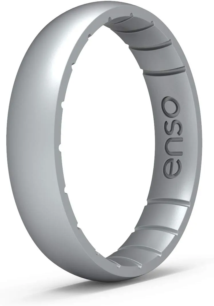 Enso Rings Thin Elements Silicone Ring Infused with Precious Elements  Stackable Wedding Engagement Band  4.3mm Wide, 1.75mm Thick