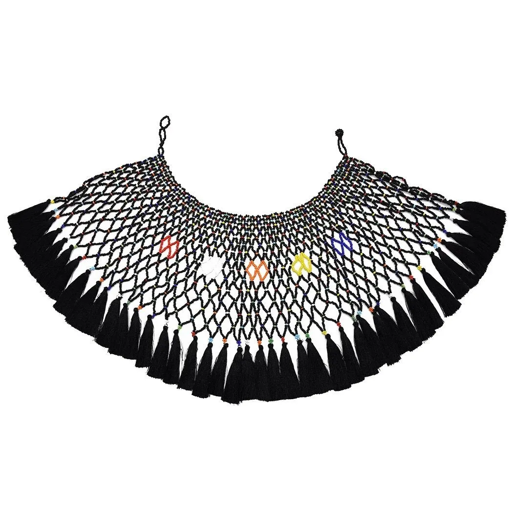 Ethnic African Big Chunky Bib Statement Choker - A Vibrant and Multicolored Beaded Necklace Perfect for Women
