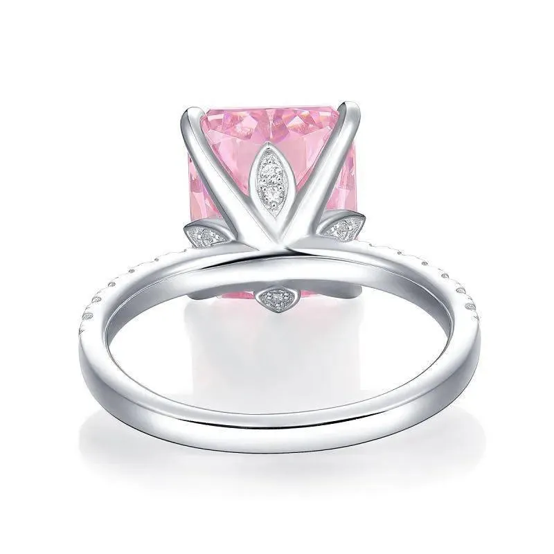Get Noticed with the Pink Rectangle Ring -  Silver Plated and Stunning