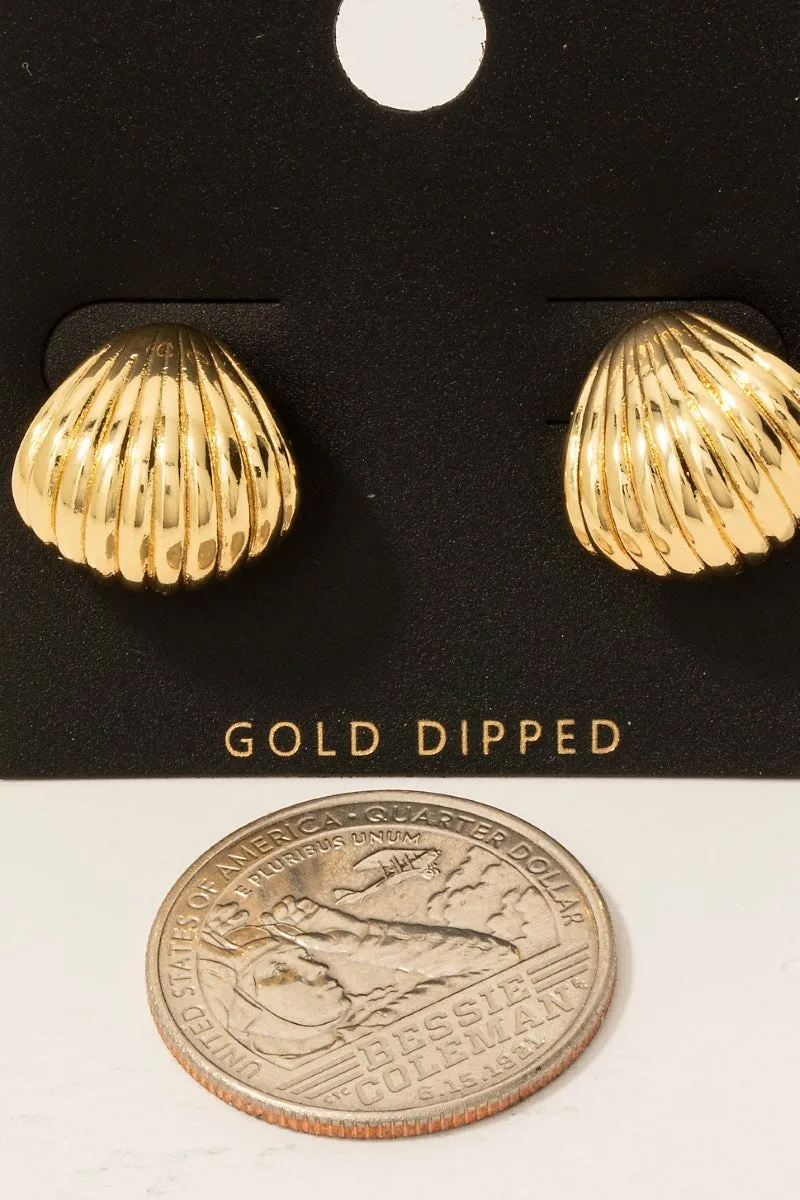 Gold Dipped Ridged Wide Hoop Earrings