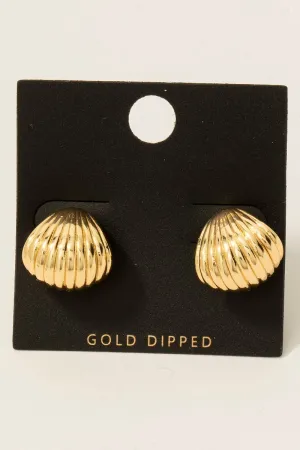 Gold Dipped Ridged Wide Hoop Earrings