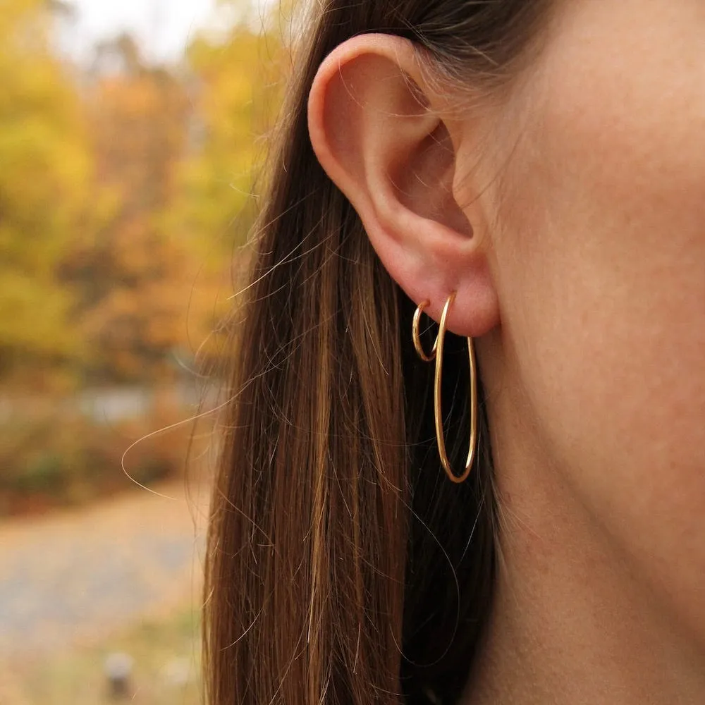 Gold Oval Double Hoop Earrings