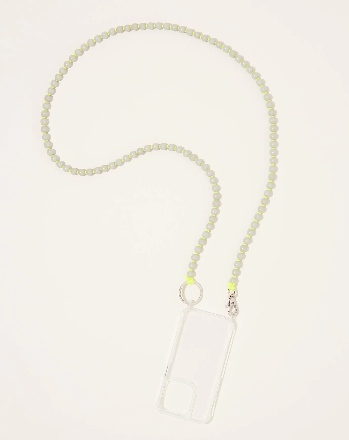 Handykette iPhone Necklace in Light Grey on Neon Yellow