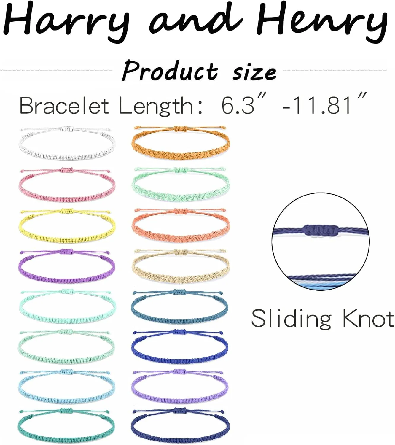 Harry and Henry Friendship Bracelets for Women Gifts Christmas Stockings Stuffers Waterproof Ankle Bracelets Adjustable String Bracelet Stacks Jewelry Friendship Gifts