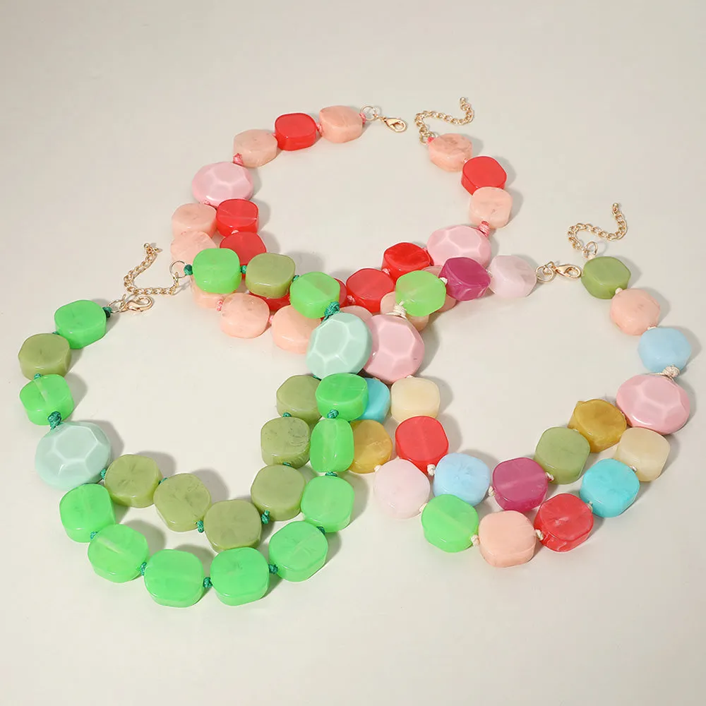 iLLASPARKZ Chunky Resin Pebble Beaded Statement Necklace