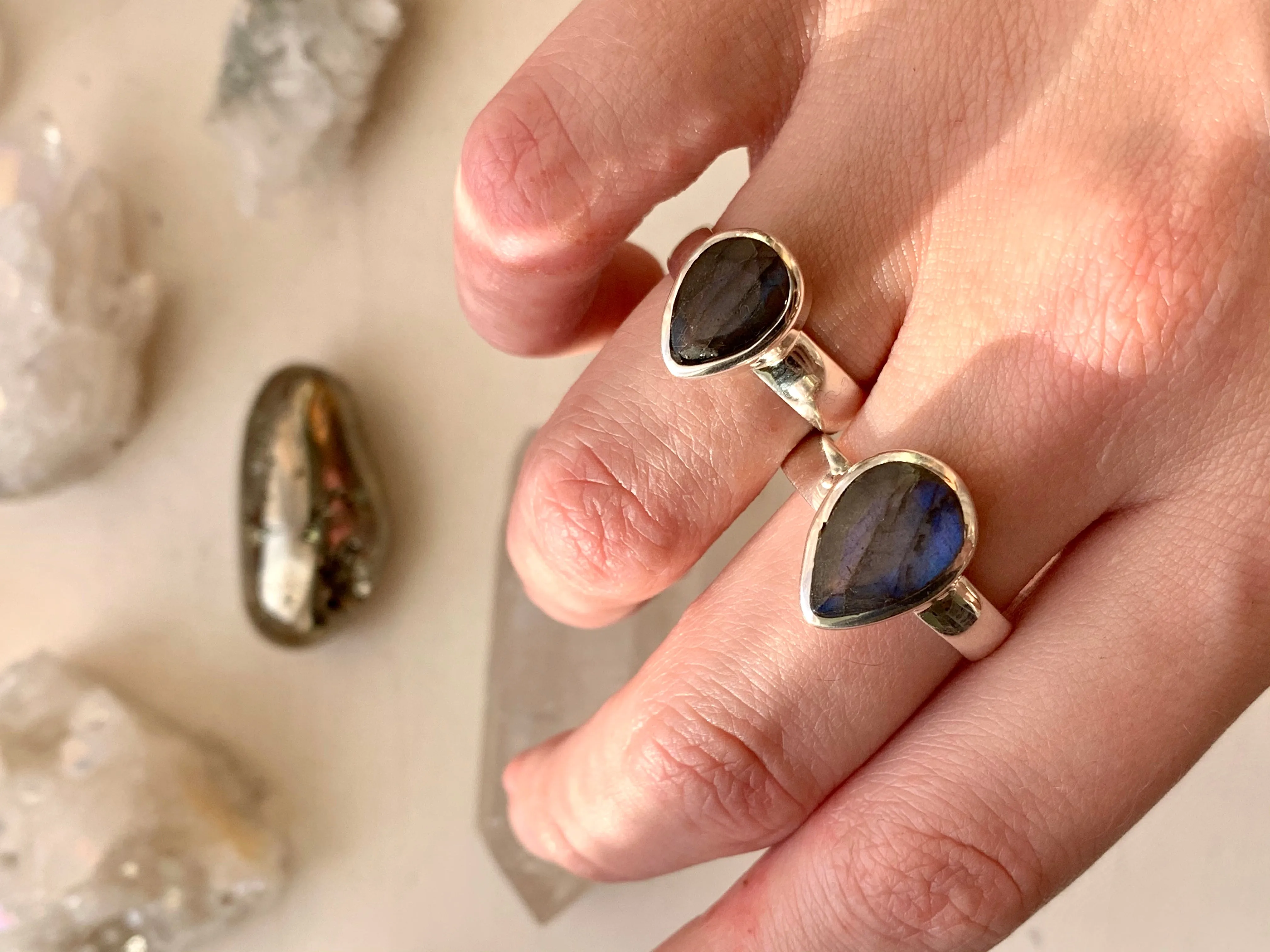 Labradorite Sabina Ring - Teardrop (US 10)