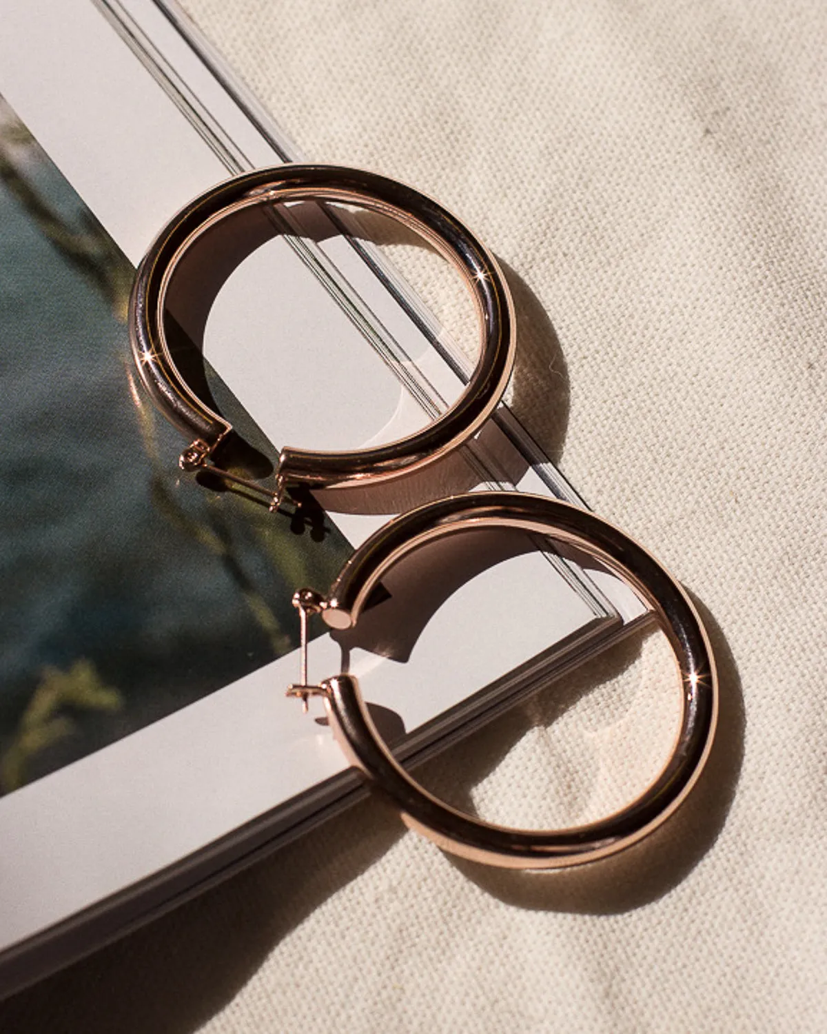Luv Aj Amalfi Tube Hoop Earrings in Polished Rose Gold Plated
