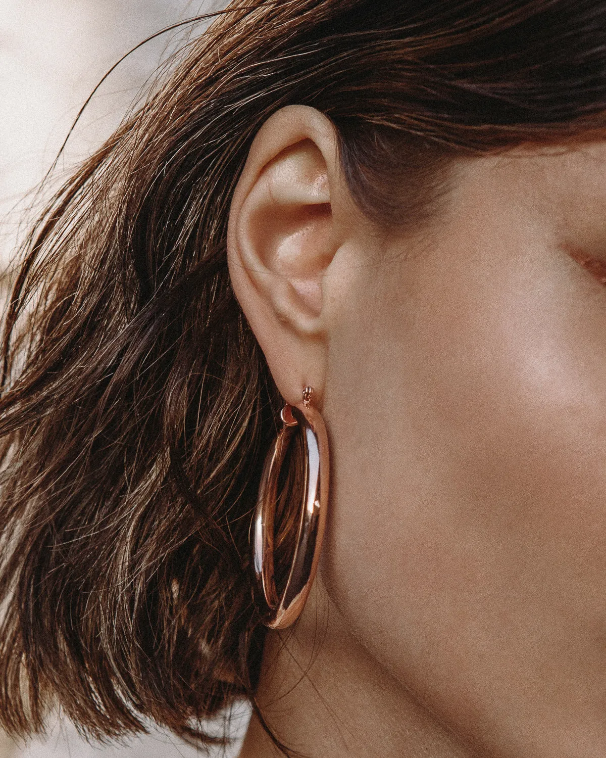 Luv Aj Amalfi Tube Hoop Earrings in Polished Rose Gold Plated