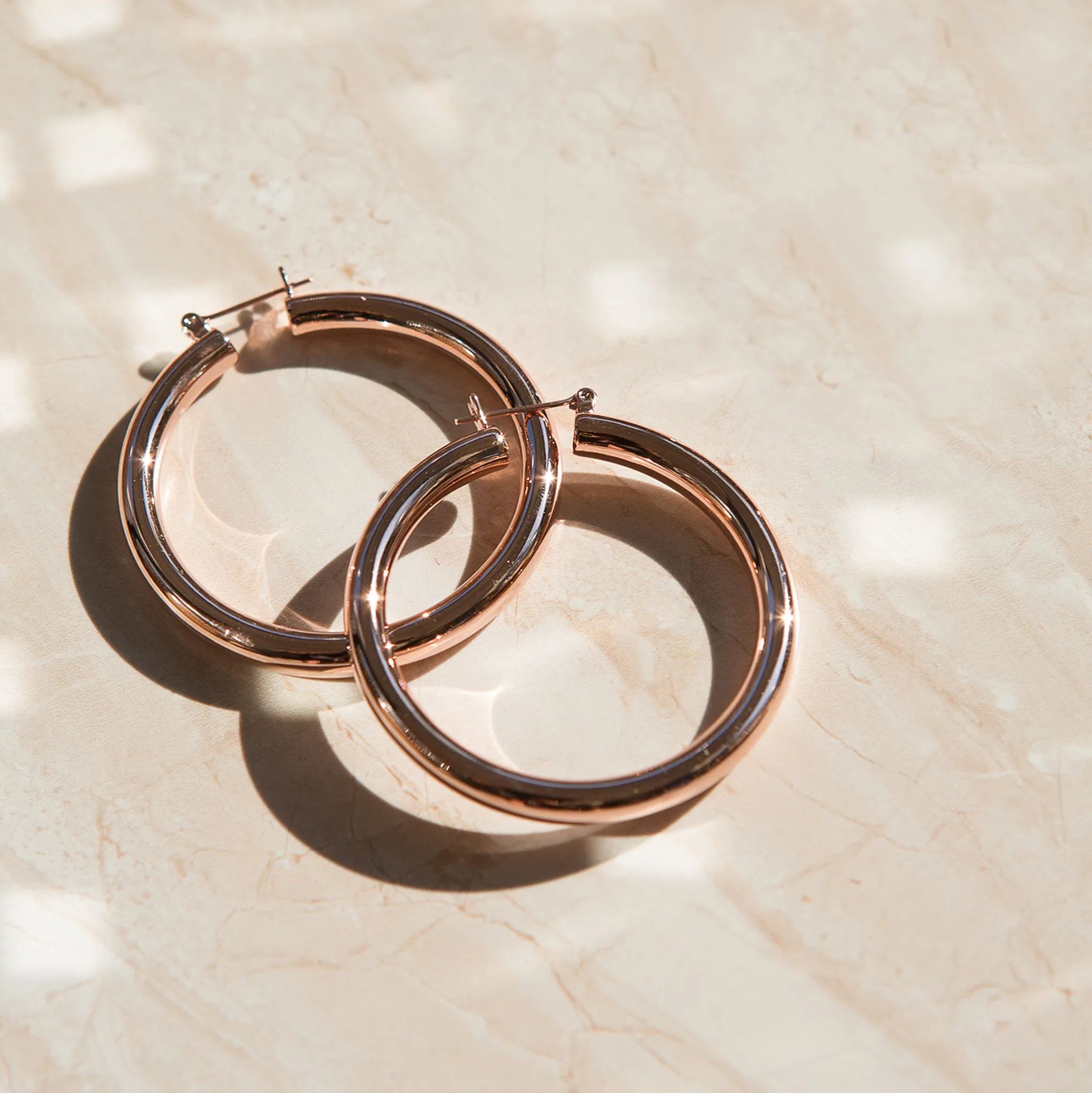 Luv Aj Amalfi Tube Hoop Earrings in Polished Rose Gold Plated