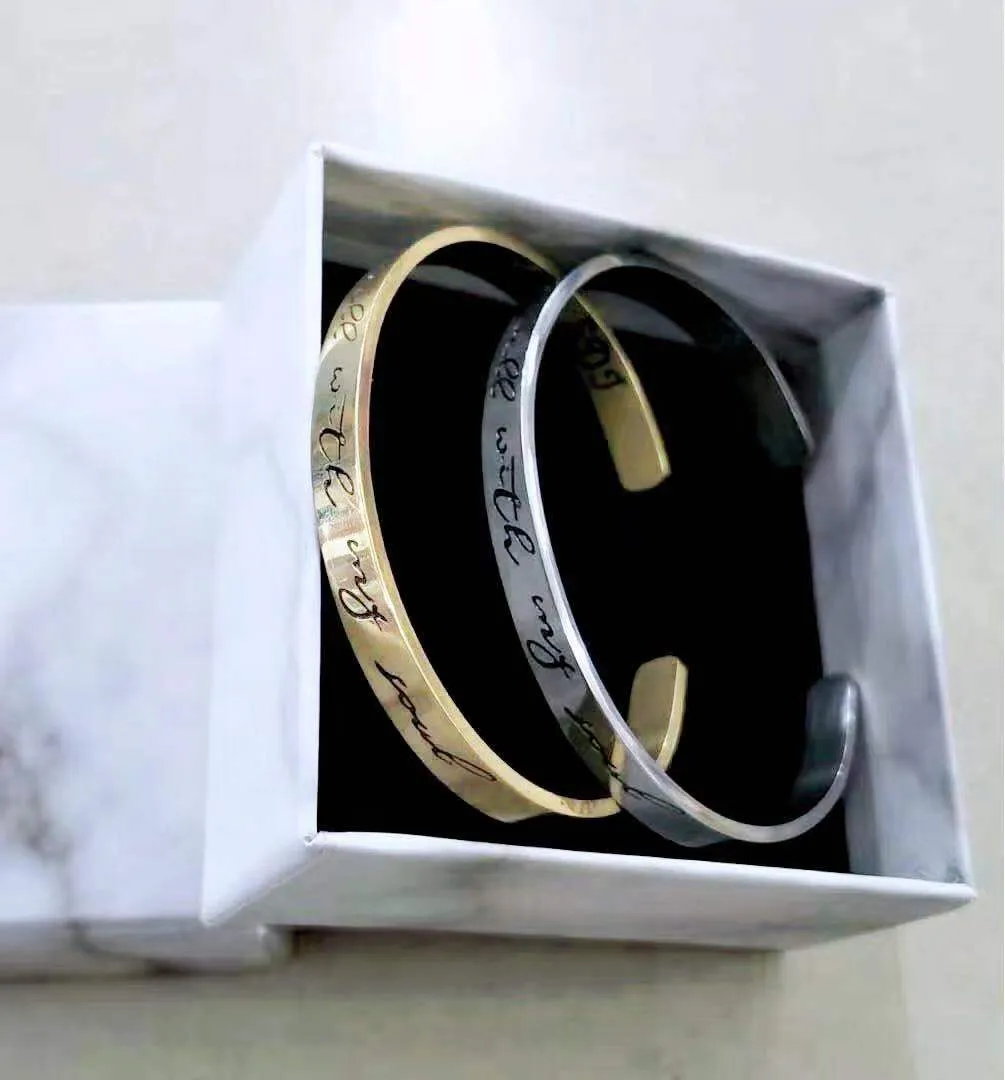 Mantra Bracelet with Quotes Stainless Steel Cuff Inspirational Jewelry Graduation Gift