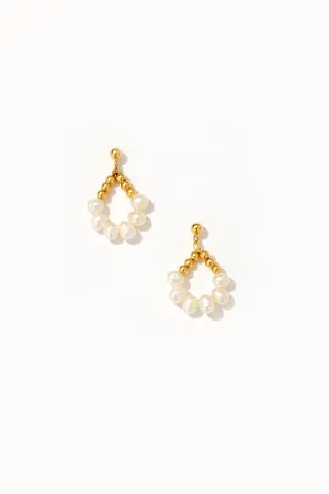 Pearl Halo Hoop Stud Earrings