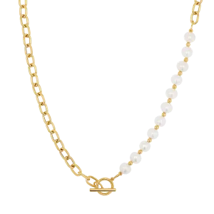 Pearl on Chain Toggle Necklace