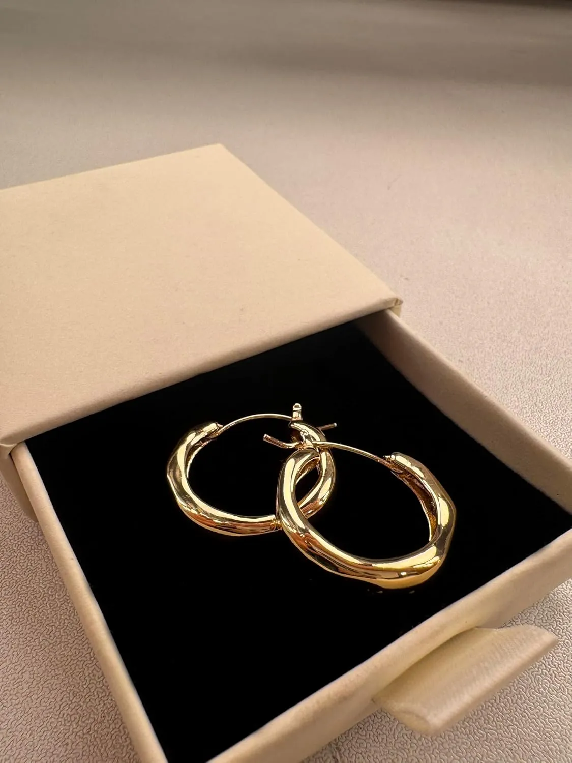 Plated Hoop Earrings for Women Irregular Hoop Earrings Hypoallergenic Jewelry for Gifts