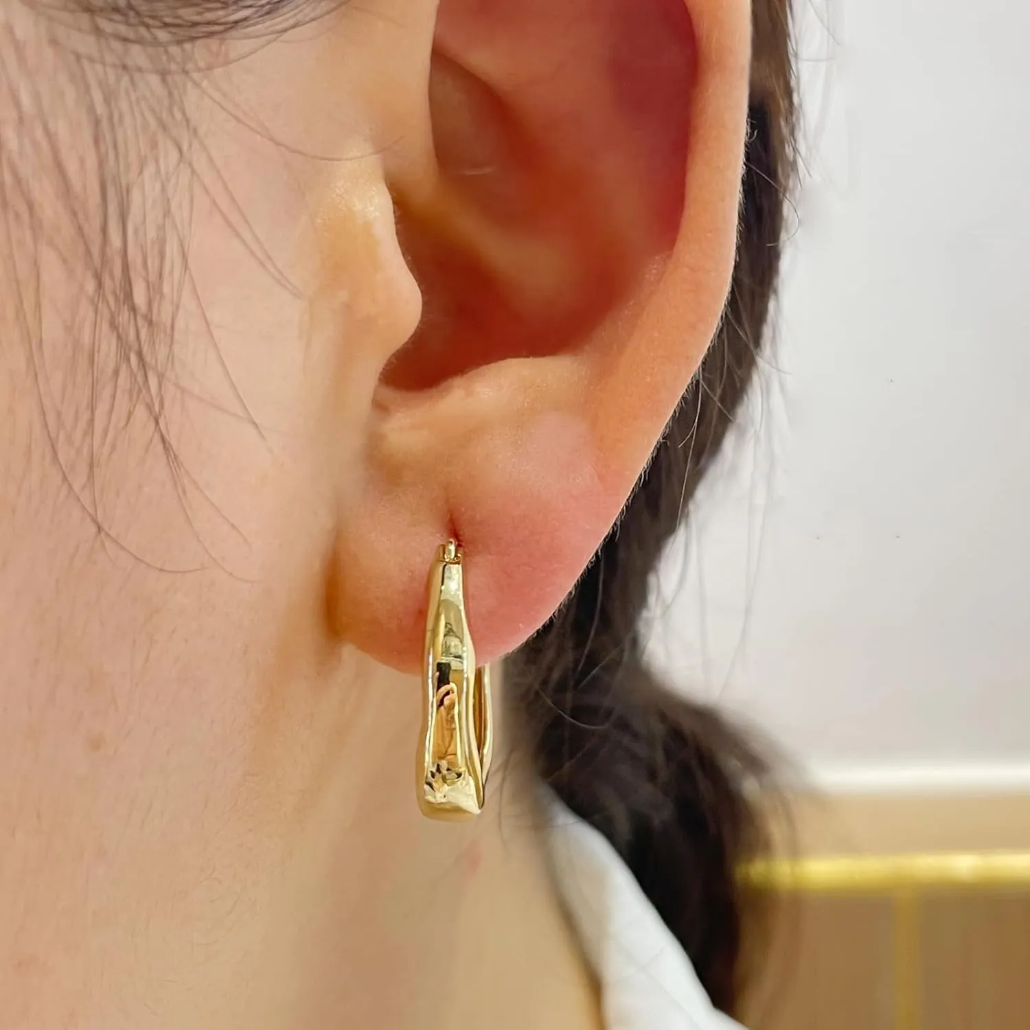Plated Hoop Earrings for Women Irregular Hoop Earrings Hypoallergenic Jewelry for Gifts