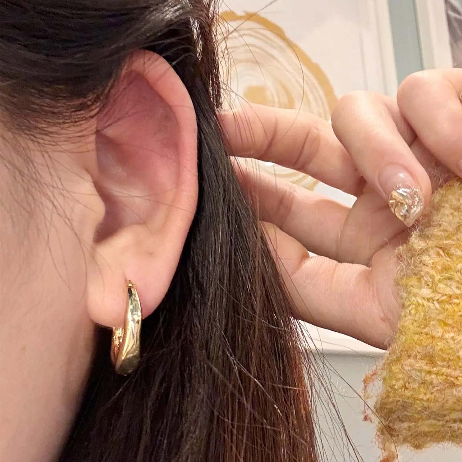 Plated Hoop Earrings for Women Irregular Hoop Earrings Hypoallergenic Jewelry for Gifts