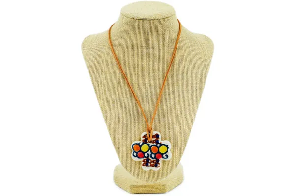 Polish Pottery 29" Necklace Retro Splotched UNIKAT