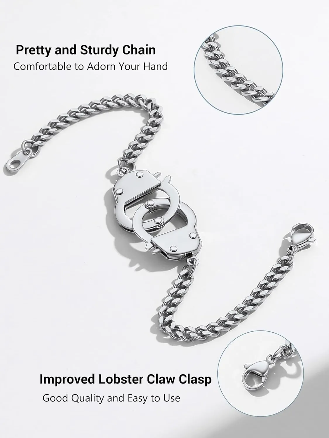 PROSTEEL Trendy Handcuffs Design/Customize Words Ankle Bracelet For Women, 316L Stainless Steel Anklets Silver/Gold/Black Tone, Hypoallergenic, Come with Box