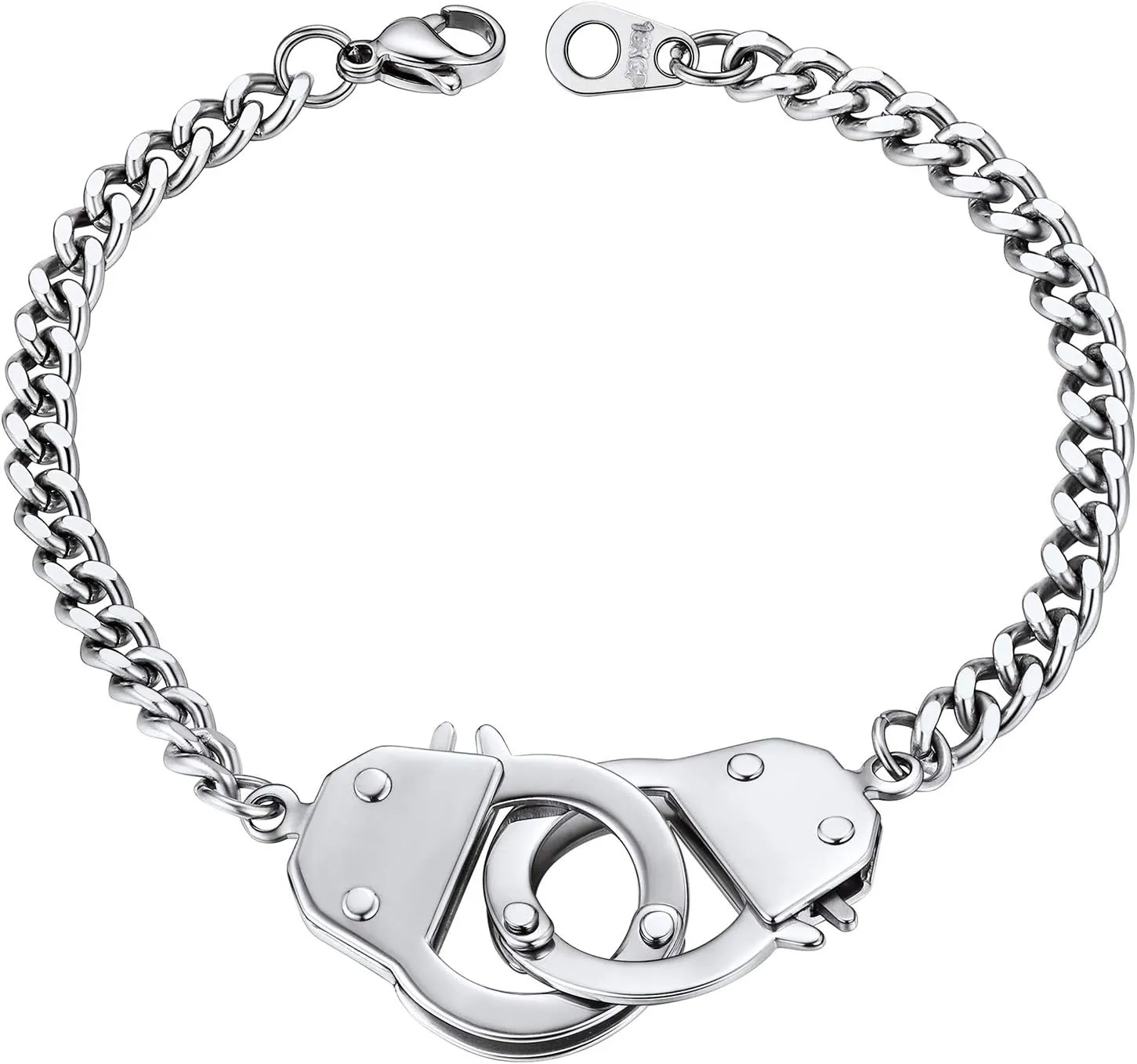 PROSTEEL Trendy Handcuffs Design/Customize Words Ankle Bracelet For Women, 316L Stainless Steel Anklets Silver/Gold/Black Tone, Hypoallergenic, Come with Box