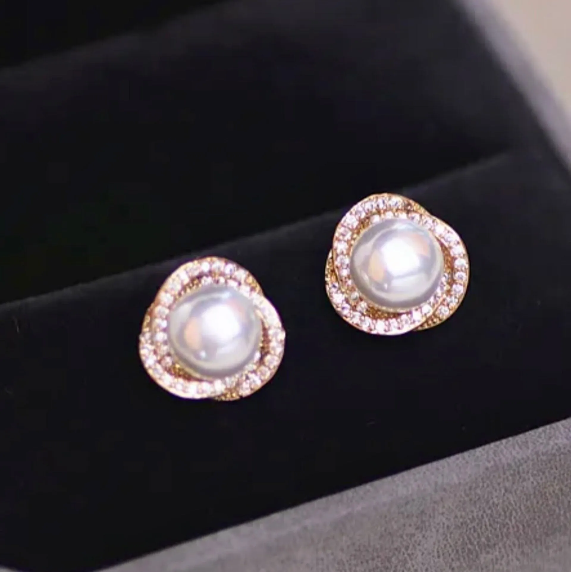 "Margaux" - Pearl and Cubic Zirconia Bridal Earrings - Available in Silver and Gold