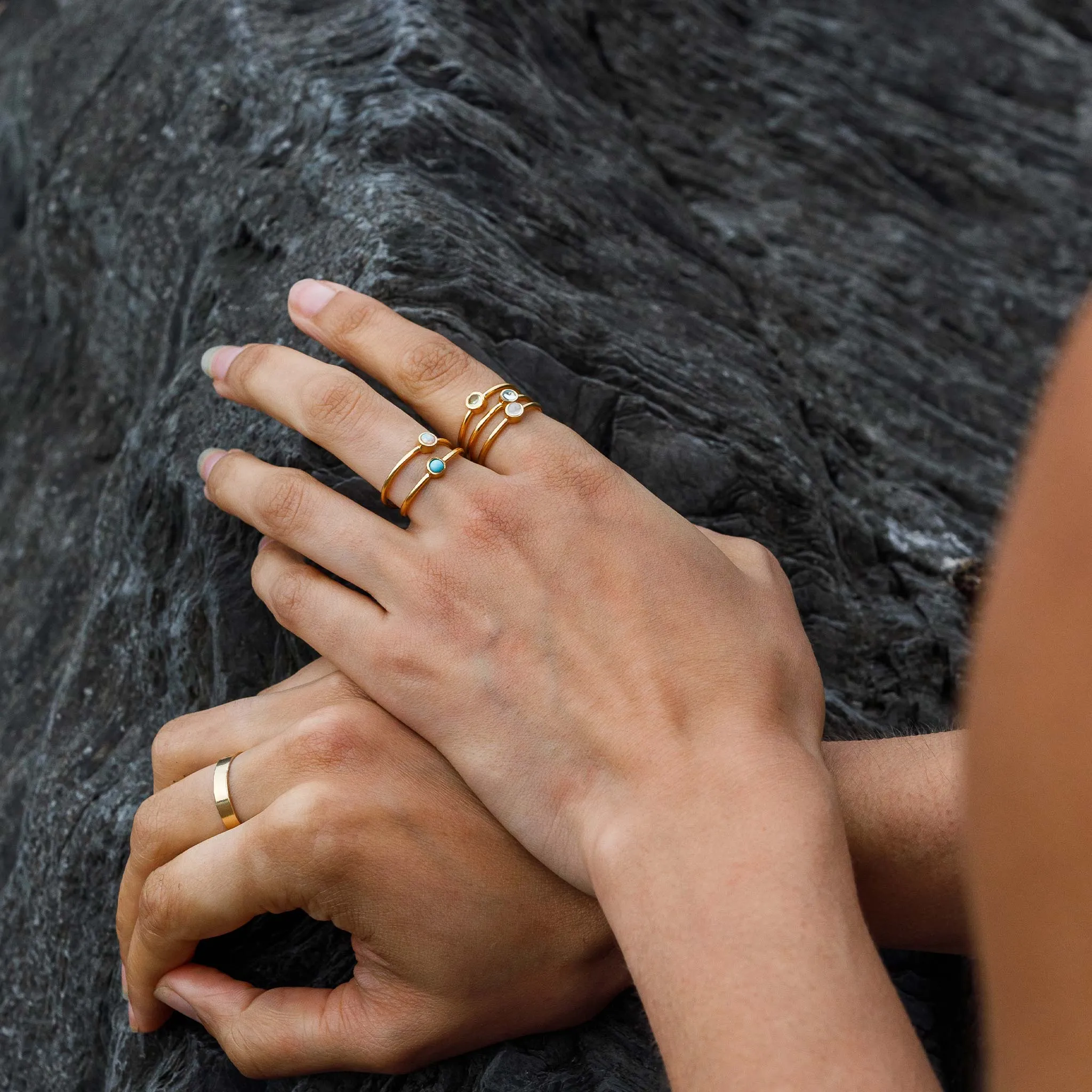 Rainbow Moonstone Mano Ring
