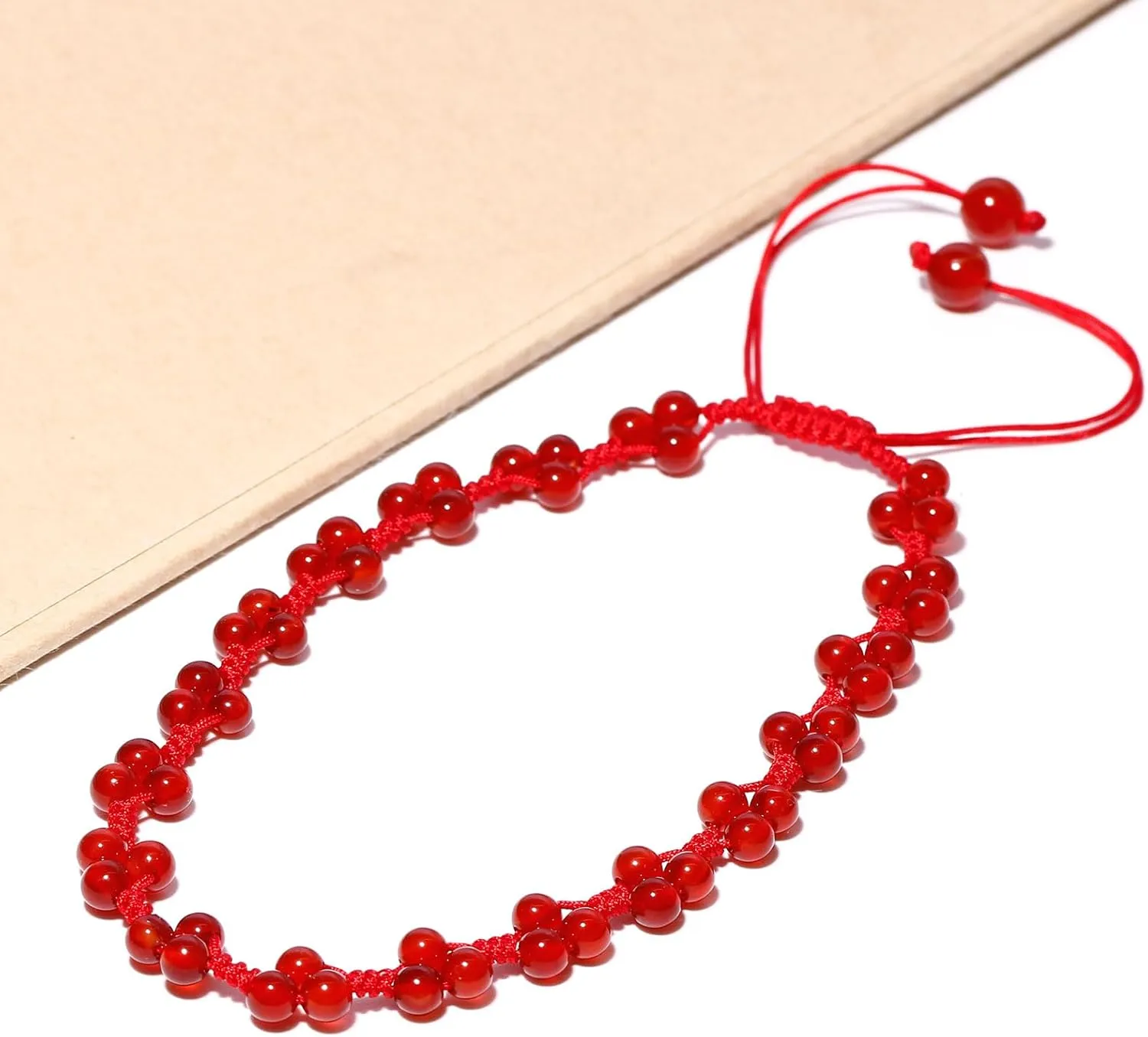 Reiki Agate Beaded Anklet Adjustable Handmade Braided Ankle Bracelets for Women Woven Rope Beach Foot Chain Friendship Jewelry Gifts