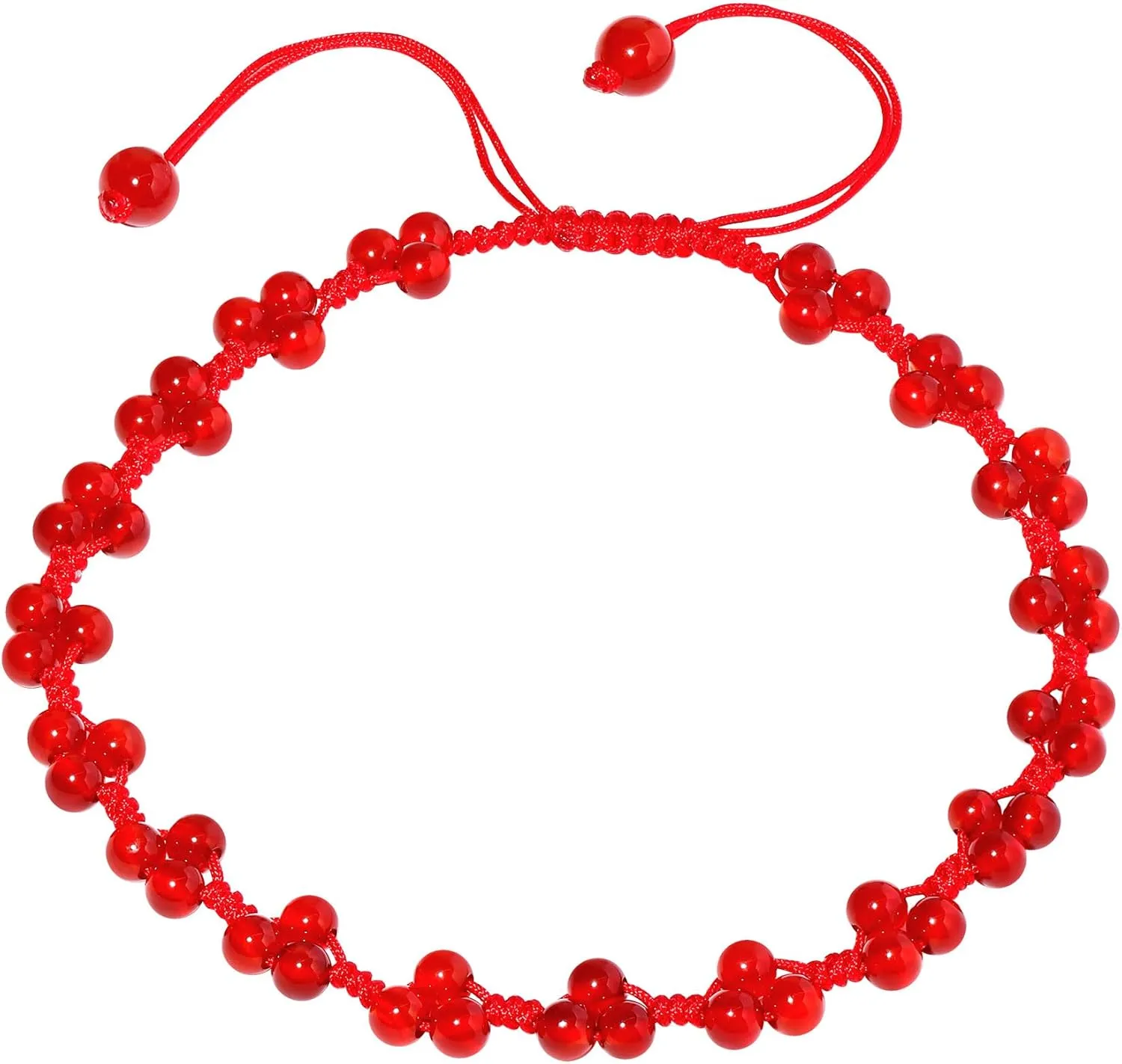 Reiki Agate Beaded Anklet Adjustable Handmade Braided Ankle Bracelets for Women Woven Rope Beach Foot Chain Friendship Jewelry Gifts