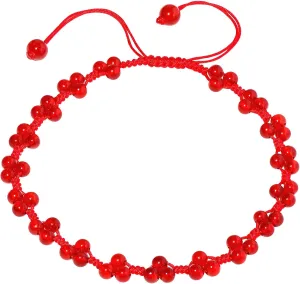 Reiki Agate Beaded Anklet Adjustable Handmade Braided Ankle Bracelets for Women Woven Rope Beach Foot Chain Friendship Jewelry Gifts