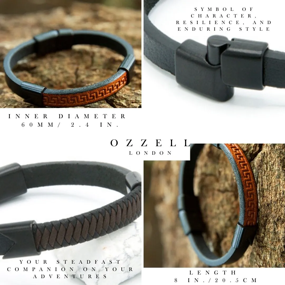 Roman Design Men's Stylish Leather Bracelet