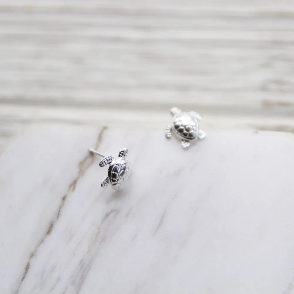 Sterling Silver Tiny Turtle Stud