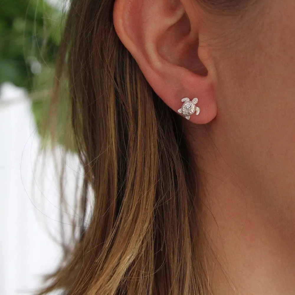 Sterling Silver Tiny Turtle Stud