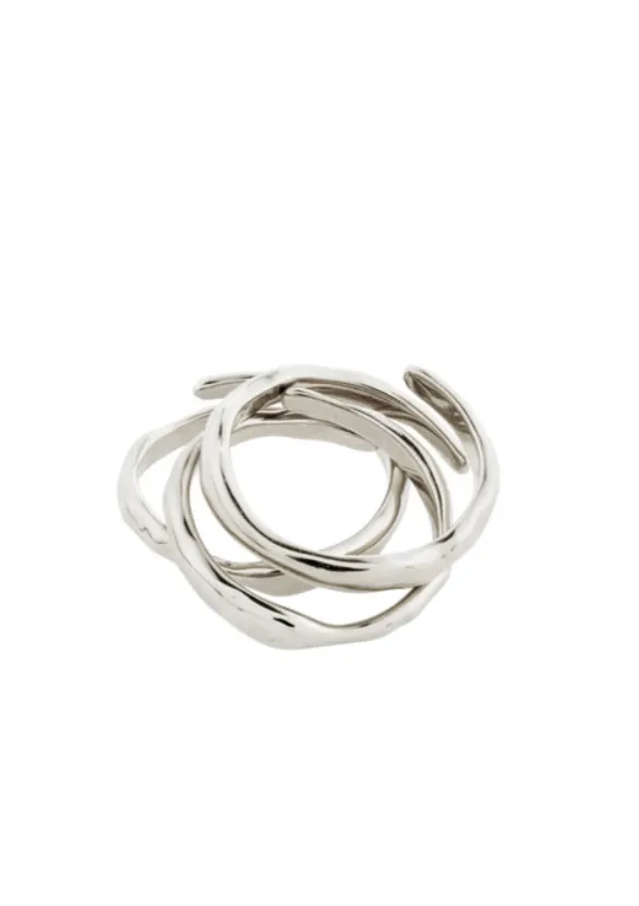Thankful Stackable 3-in-1 Ring Set | Silver