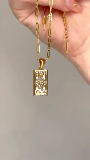 The Wheel Tarot Card Pendant Necklace